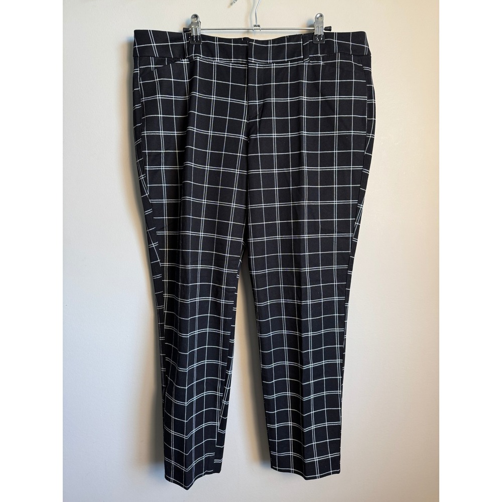 Old Navy Womens Black Grid Pixie Pant 14 Ankle Workwear Preppy Business Casual